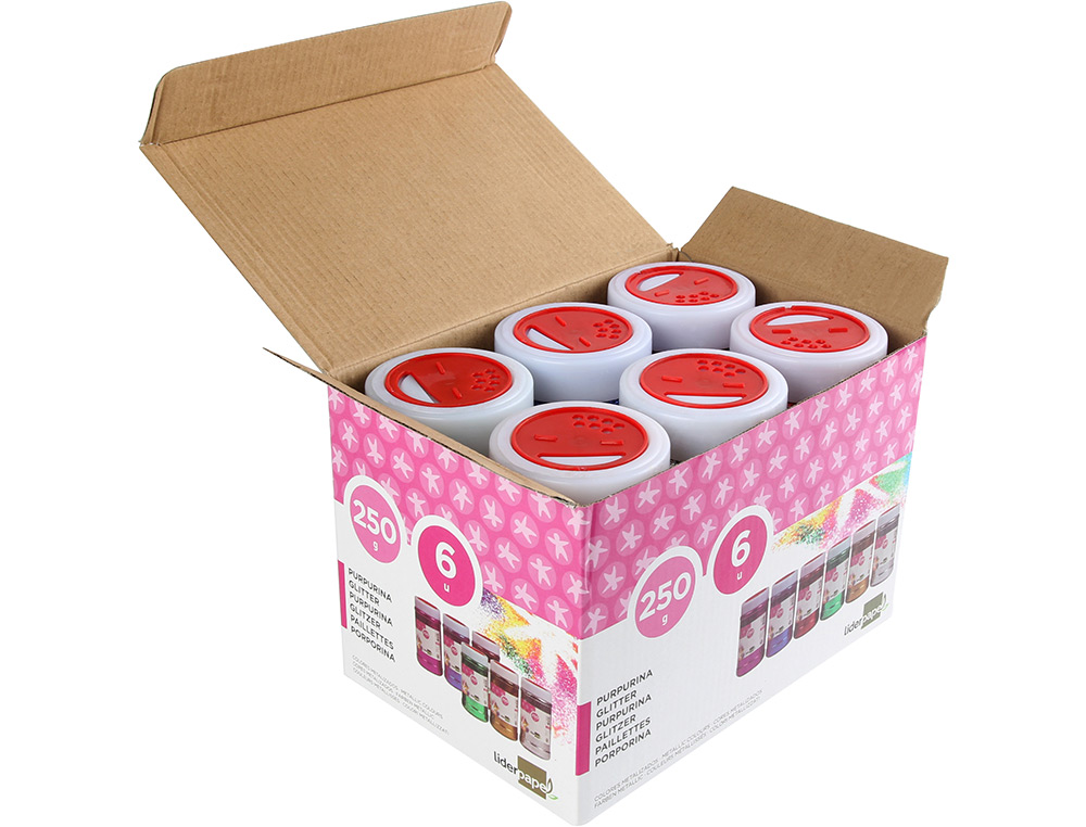 PURPURINA LIDERPAPEL FANTASIA COLORES METALICOS SURTIDOS BOTE DE 250 GR