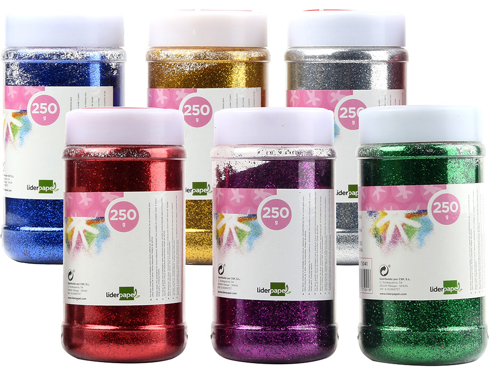PURPURINA LIDERPAPEL FANTASIA COLORES METALICOS SURTIDOS BOTE DE 250 GR