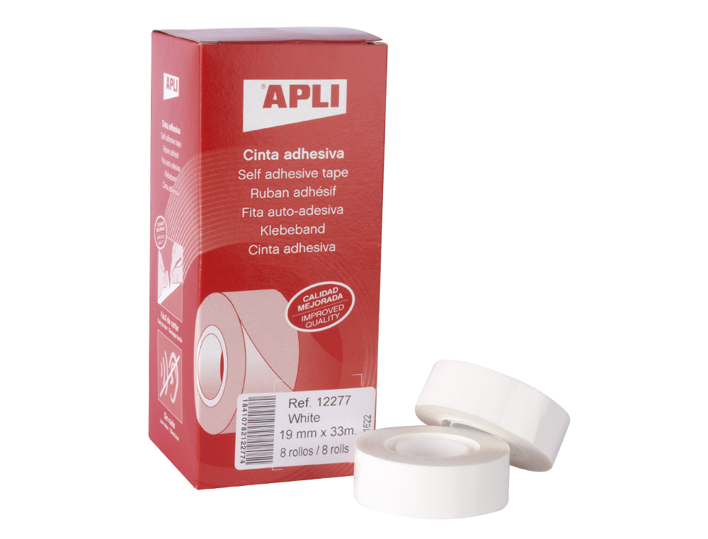 CINTA ADHESIVA APLI 33 MT X 19 MM COLOR BLANCO