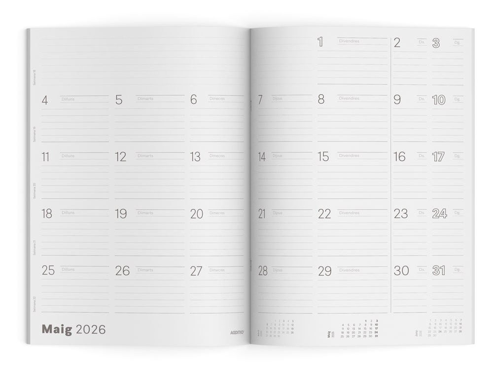 AGENDA G MES VISTA CATALAN ADDITIO PLANIFICADOR 16 MESES 195X285 MM COLORES SURTIDOS