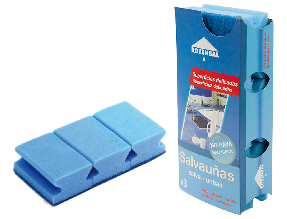 ESTROPAJO SALVAUÑAS AZUL BICAPA PACK DE 3 UNIDADES
