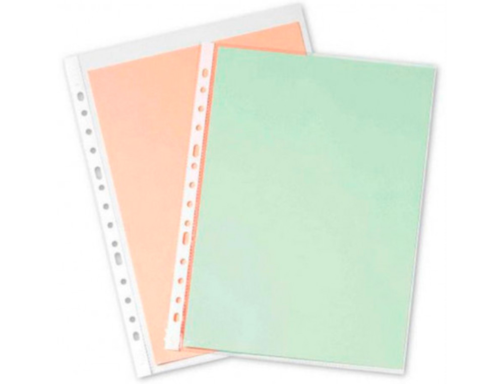 FUNDA MULTITALADRO Q-CONNECT DIN A4 100 MC CRISTAL BOLSA DE 100 UNIDADES