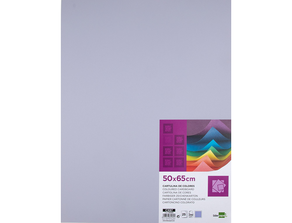 CARTULINA LIDERPAPEL 50X65 CM 240G/M2 LILA PAQUETE DE 25 HOJAS