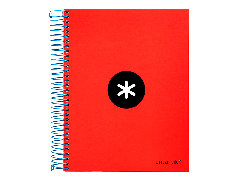 CUADERNO ESPIRAL A5 MICRO ANTARTIK TAPA FORRADA 120H 90 GR HORIZONTAL 5 BANDAS 6 TALADROS COLOR ROJO
