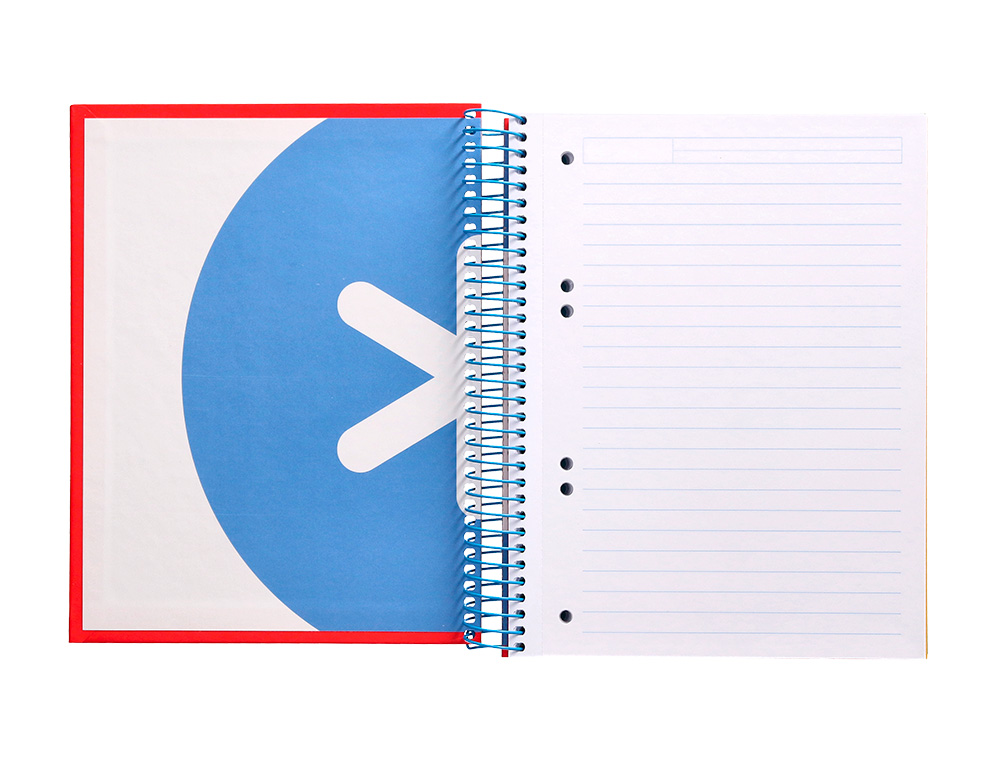 CUADERNO ESPIRAL A5 MICRO ANTARTIK TAPA FORRADA 120H 90 GR HORIZONTAL 5 BANDAS 6 TALADROS COLOR ROJO