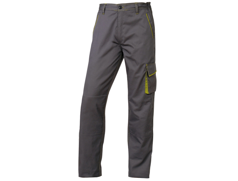 PANTALON DE TRABAJO DELTAPLUS CINTURA AJUSTABLE 5 BOLSILLOS COLOR GRIS VERDE TALLA XS