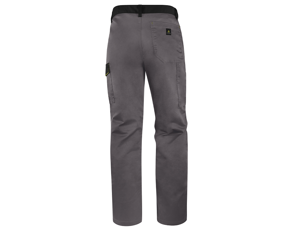 PANTALON DE TRABAJO DELTAPLUS CINTURA AJUSTABLE 5 BOLSILLOS COLOR GRIS VERDE TALLA XS