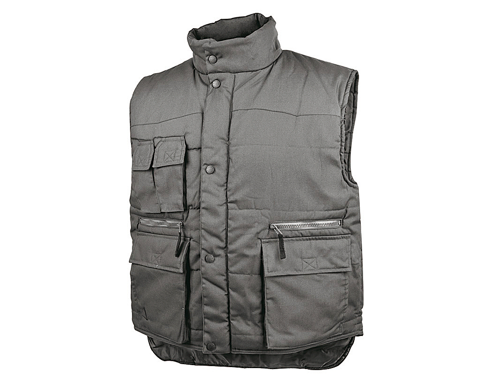 CHALECO DELTAPLUS MULTIBOLSILLOS CON CREMALLERA CINTURA ELASTICA PROTEGE RIÑONES GRIS VERDE TALLA XXL