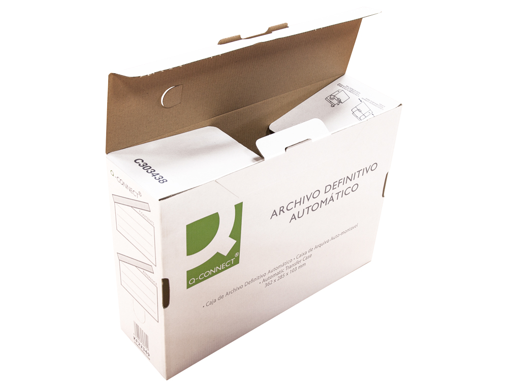 CAJA ARCHIVO DEFINITIVO Q-CONNECT FOLIO CARTON RECICLADO CIERRE CON LENGUETA 255X360X100 MM