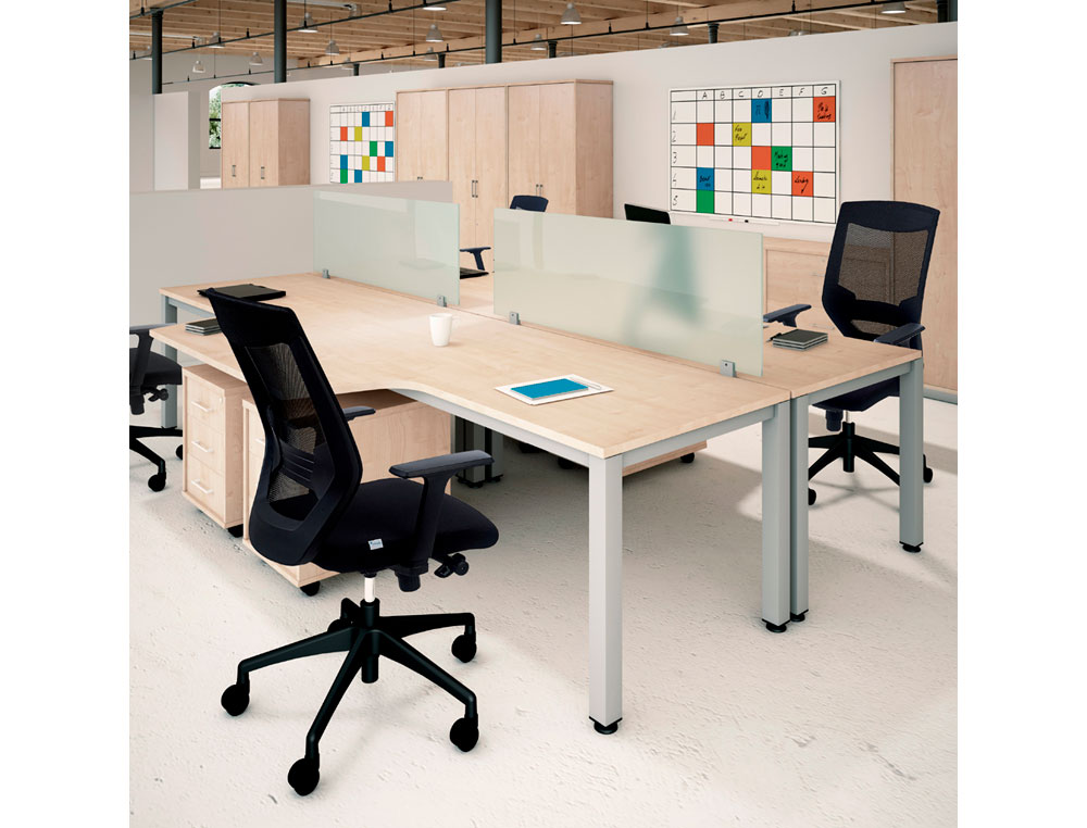 MESA ROCADA SERIE EXECUTIVE 180X120 CM IZQUIERDA ACABADO AD01 ALUMINIO/HAYA