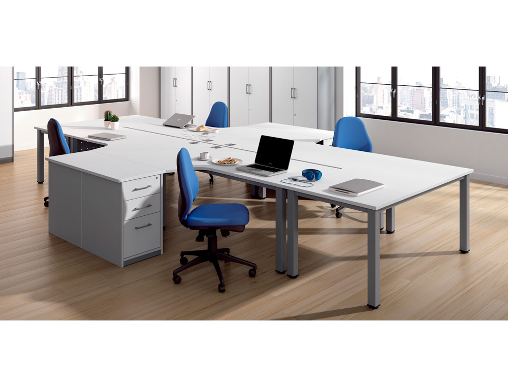 MESA ROCADA SERIE EXECUTIVE 180X120 CM IZQUIERDA ACABADO AD01 ALUMINIO/HAYA