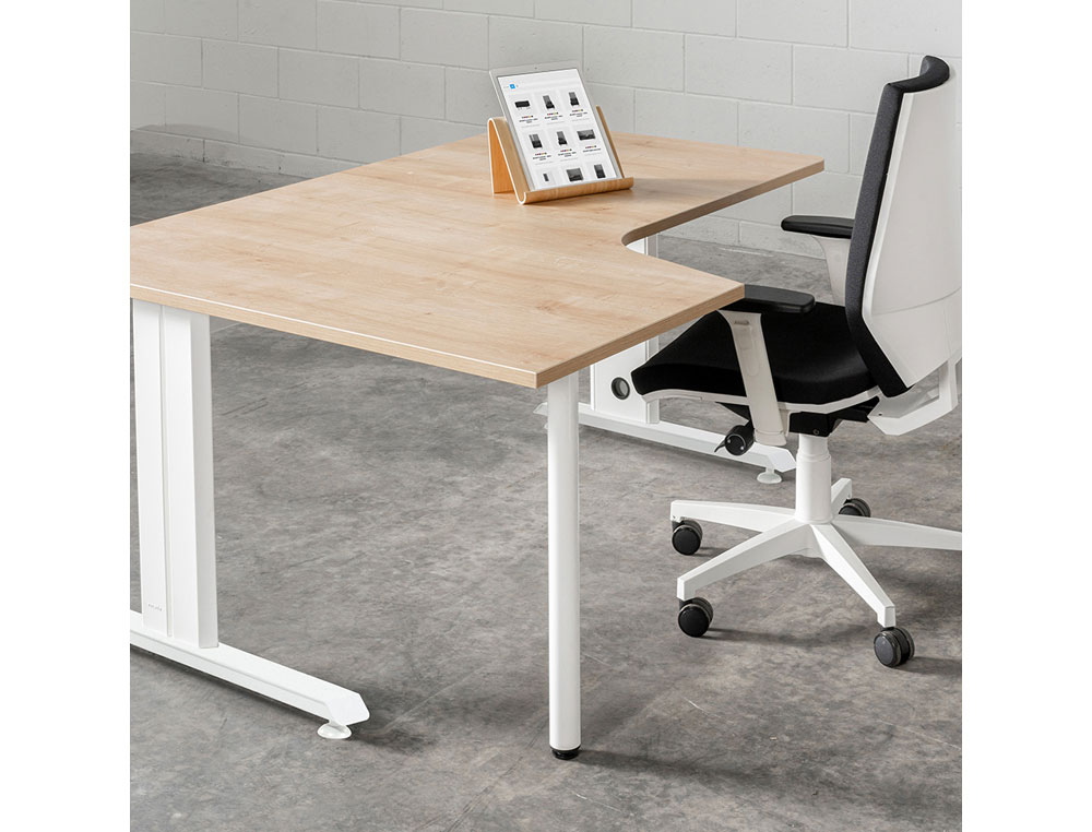 MESA ROCADA SERIE METAL 160X120 CM IZQUIERDA ACABADO AC04 BLANCO