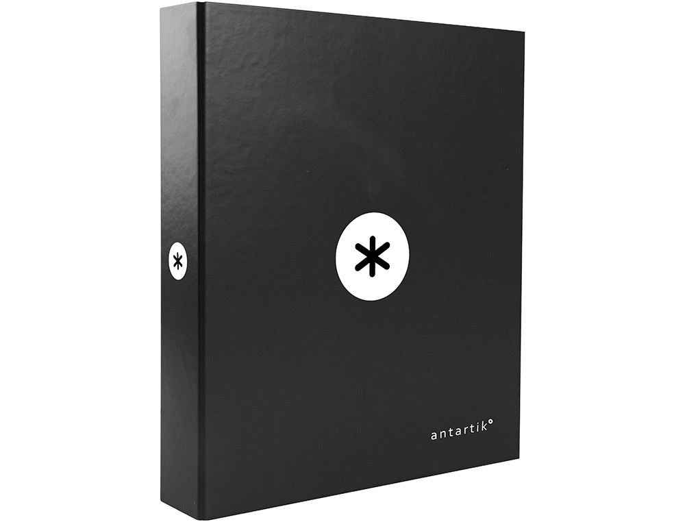CARPETA 4 ANILLAS 40 MM MIXTAS ANTARTIK A4 FORRADA COLOR NEGRO