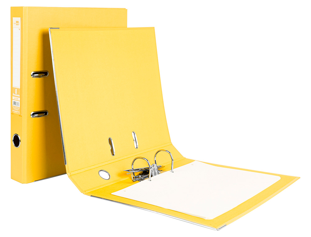 ARCHIVADOR DE PALANCA LIDERPAPEL FOLIO DOCUMENTA FORRADO PVC CON RADO LOMO 52 MM AMARILLO COMPRESOR