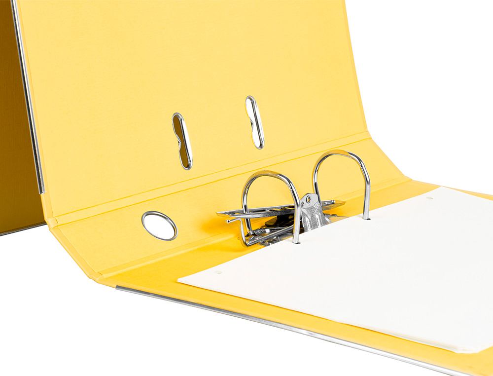 ARCHIVADOR DE PALANCA LIDERPAPEL FOLIO DOCUMENTA FORRADO PVC CON RADO LOMO 52 MM AMARILLO COMPRESOR