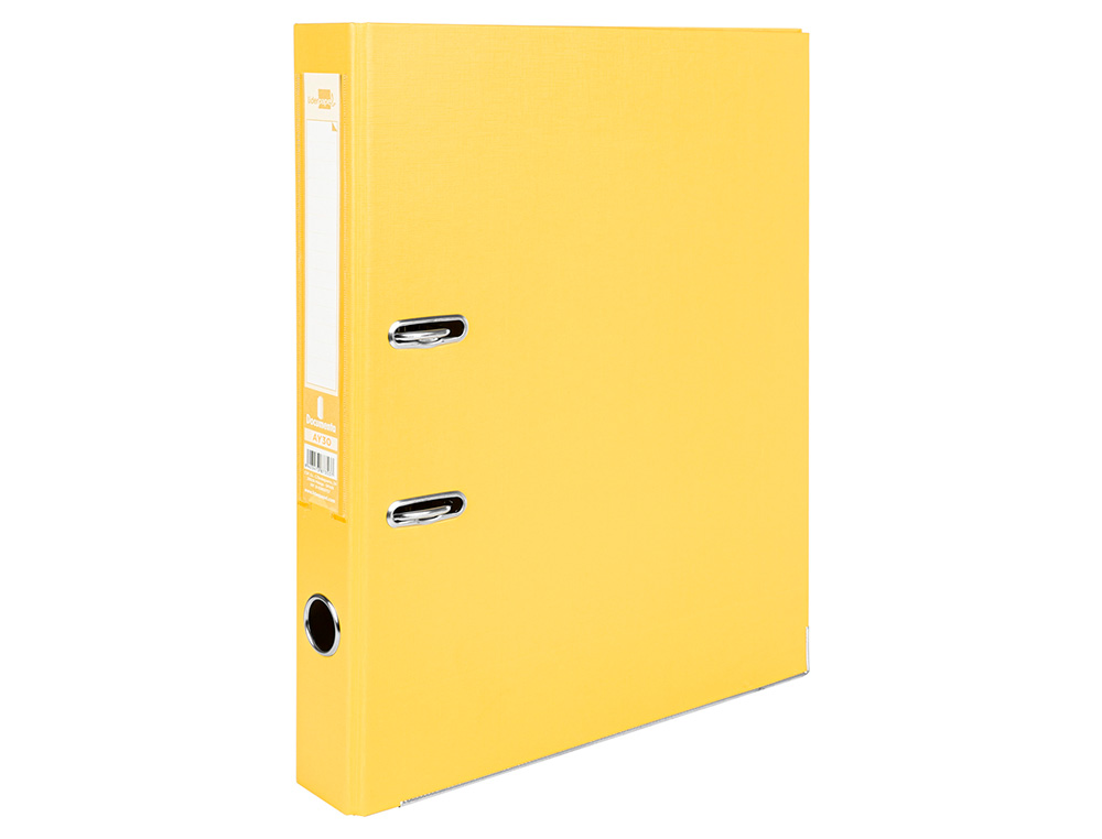 ARCHIVADOR DE PALANCA LIDERPAPEL FOLIO DOCUMENTA FORRADO PVC CON RADO LOMO 52 MM AMARILLO COMPRESOR