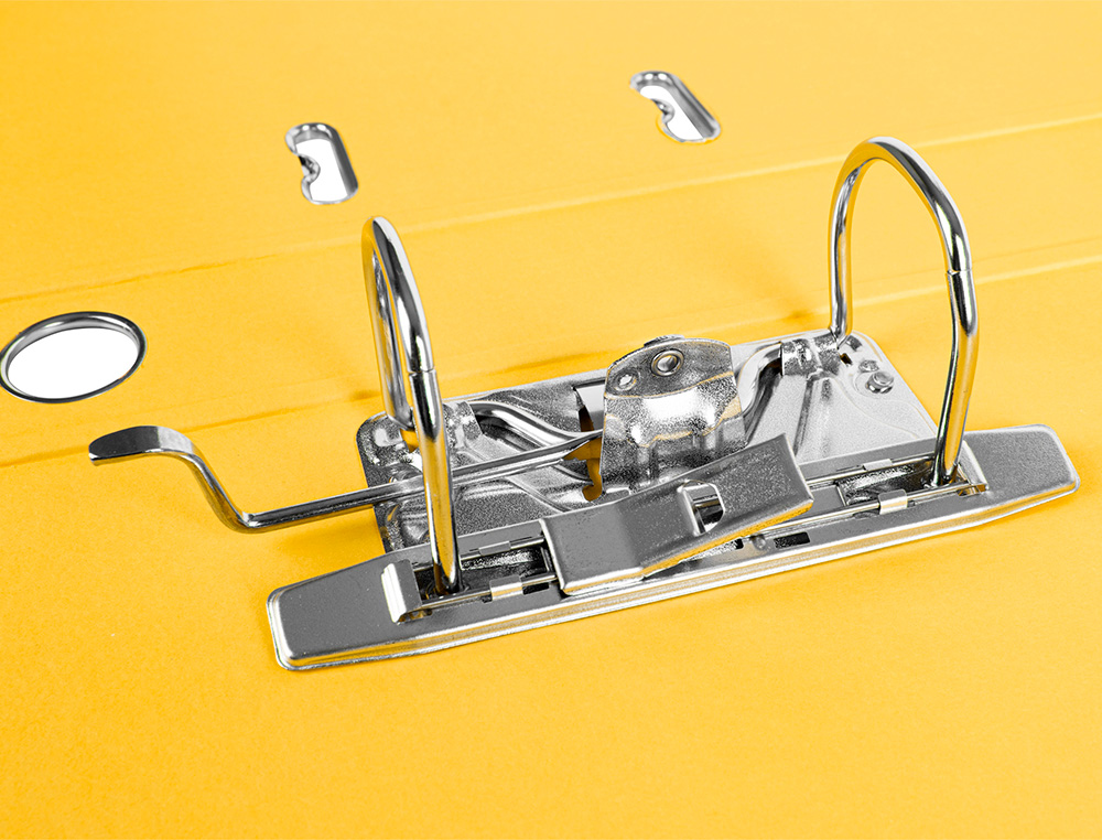 ARCHIVADOR DE PALANCA LIDERPAPEL FOLIO DOCUMENTA FORRADO PVC CON RADO LOMO 52 MM AMARILLO COMPRESOR