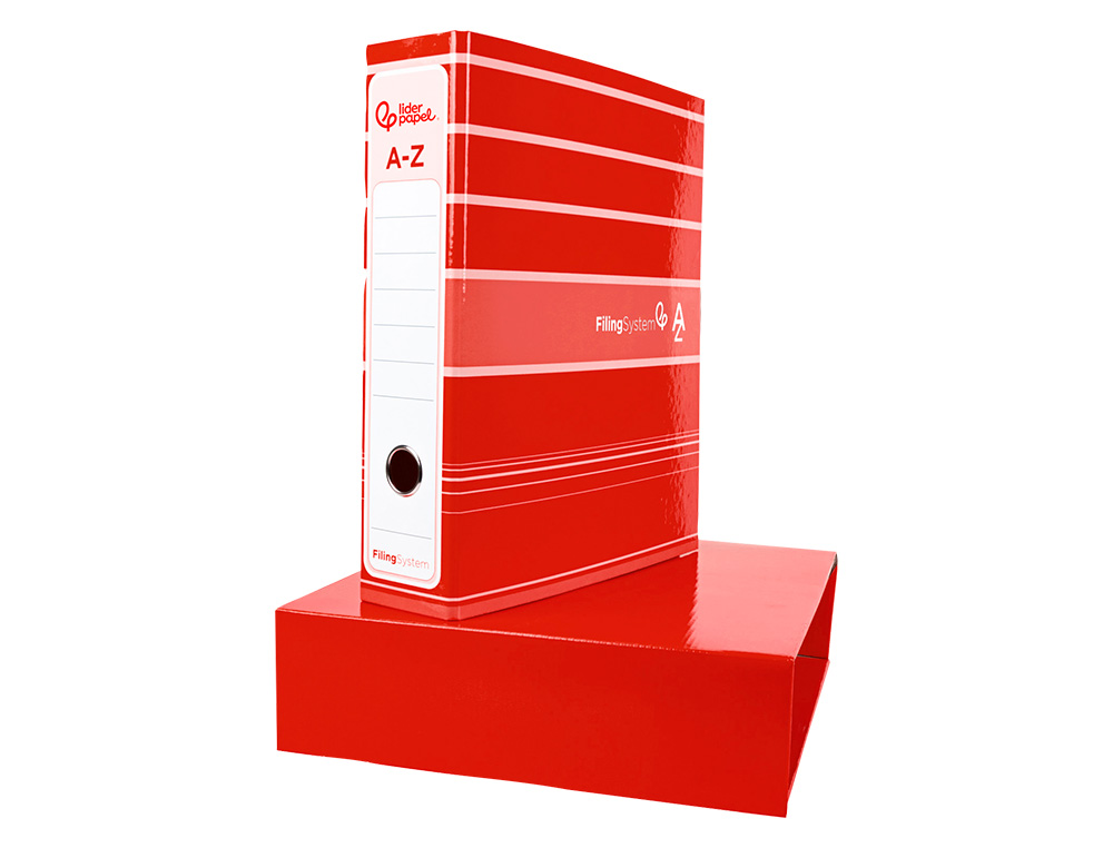 ARCHIVADOR DE PALANCA LIDERPAPEL A4 FILING SYSTEM FORRADO SIN RADO LOMO 80 MM COLORES SURTIDOS CON CAJA Y