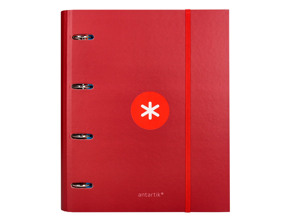 CARPETA CON RECAMBIO ANTARTIK A4 CUADRO 5MM FORRADA 4 ANILLAS 40MM REDONDAS CON SOLAPA COLOR FRAMBUESA