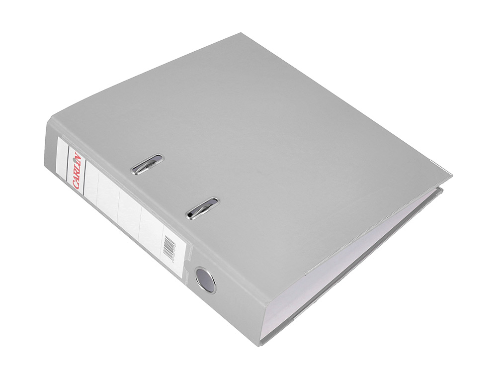 ARCHIVADOR DE PALANCA CARLIN FOLIO FORRADO POLIPROPILENO CON RADO LOMO ANCHO 75 MM GRIS