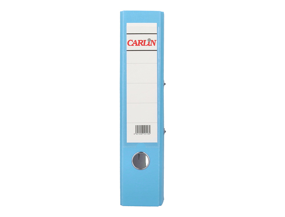 ARCHIVADOR DE PALANCA CARLIN FOLIO FORRADO POLIPROPILENO CON RADO LOMO ANCHO 75 MM AZUL CLARO