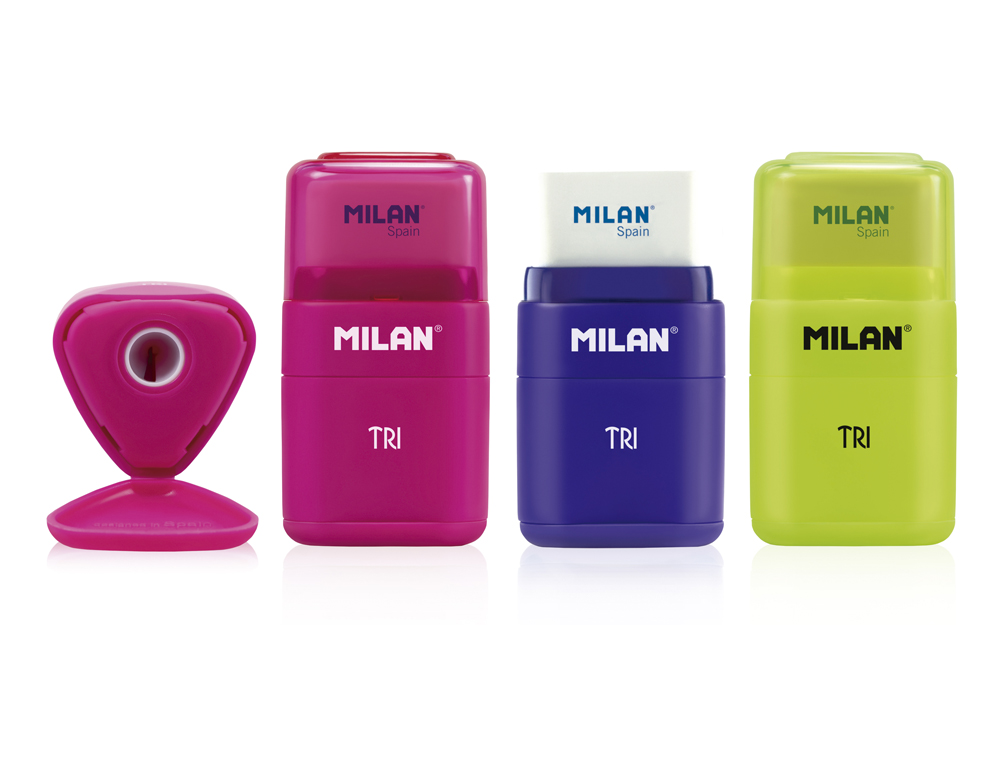 SACAPUNTAS MILAN TRI SERI ACID PLASTICO 1 USO CON GOMA
