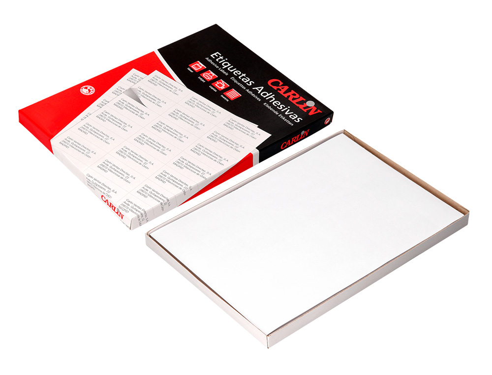 ETIQUETA ADHESIVA CARLIN 70X37 MM FOTOCOPIADORA LASER INK-JET CAJA DE 100 HOJAS DIN A4