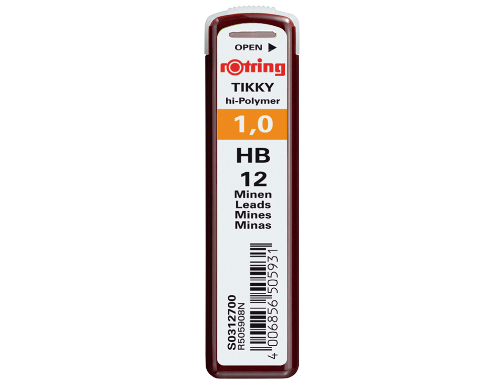 MINAS ROTRING GRAFITO 1 MM HB ESTUCHE DE 12 MINAS