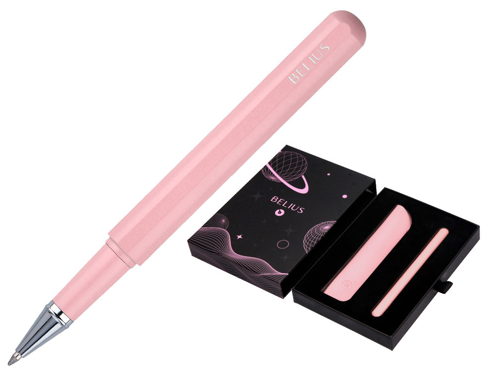 ROLLER Y FUNDA DE SIMILPIEL BELIUS SPACE B COLOR MINIMALISTA ROSA TINTA AZUL CAJA DE DISEO