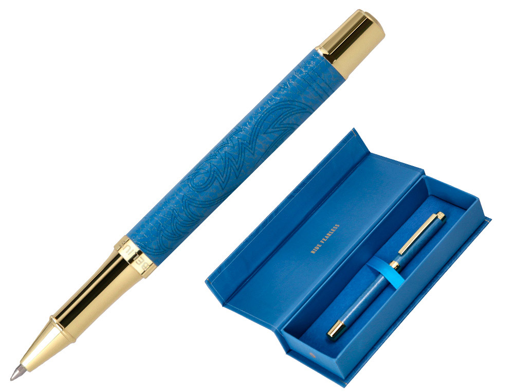 ROLLER BELIUS WILD WEST ALUMINIO COLOR AZUL MARINO DORADO TINTA COLOR NEGRO CAJA DE DISEO