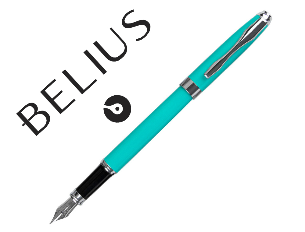 PLUMA BELIUS MARSELLA VERDE MENTA TINTA AZUL EN ESTUCHE