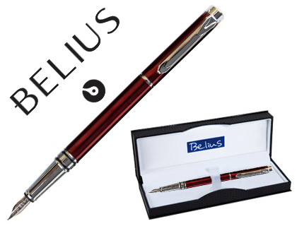 PLUMA BELIUS NUREMBERG ROJO TINTA AZUL EN ESTUCHE
