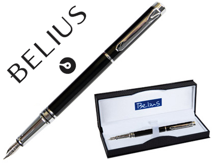 PLUMA BELIUS NUREMBERG NEGRO TINTA AZUL EN ESTUCHE