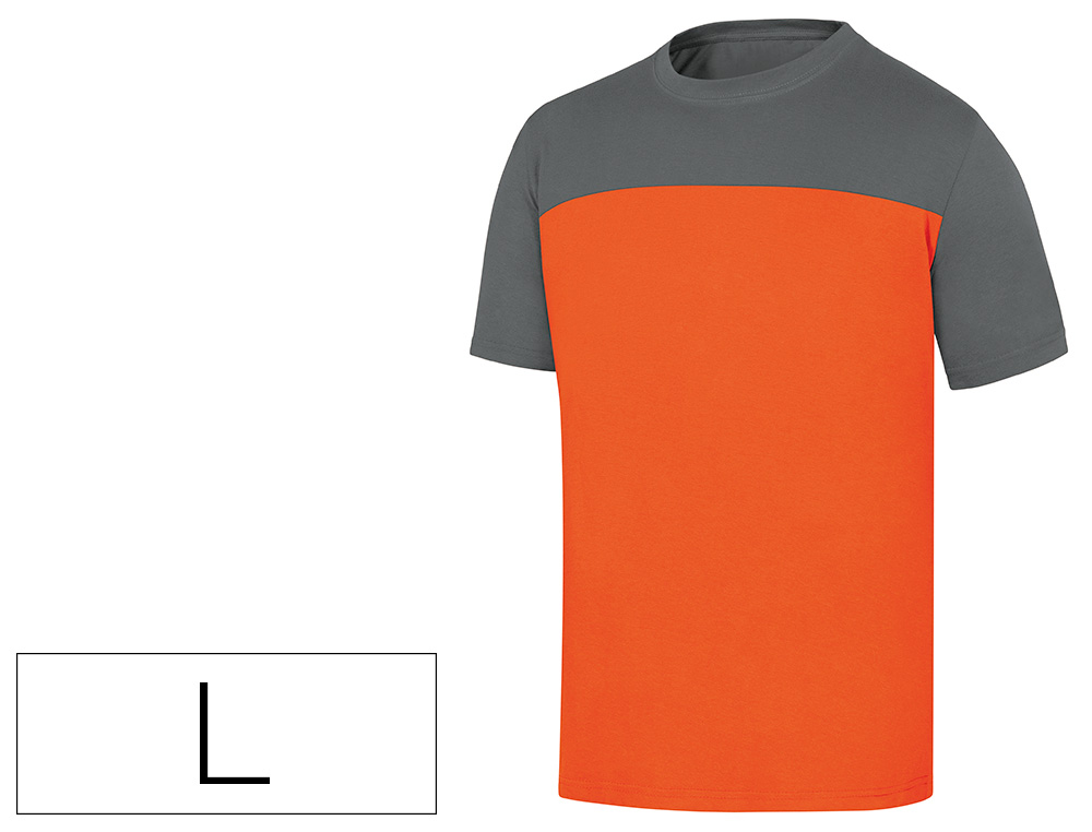 CAMISETA DE ALGODON DELTAPLUS COLOR GRIS NARANJA TALLA L