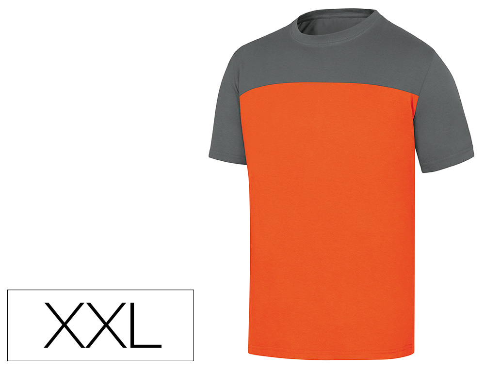 CAMISETA DE ALGODON DELTAPLUS COLOR GRIS NARANJA TALLA XXL