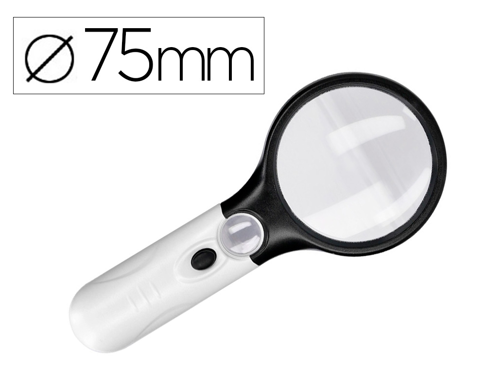 LUPA Q-CONNECT ELECTRICA ARO ABS 75 MM 3 AUMENTOS 3 BOMBILLAS LED