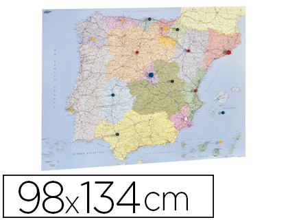 MAPA MURAL FAIBO ESPAA Y PORTUGAL AUTONOMICO PLASTIFICIADO ENROLLADO 98X134 CM