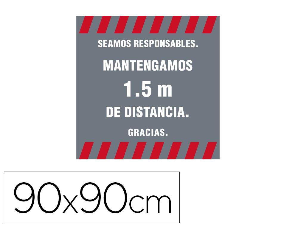 ALFOMBRA PARA SUELO DE PASO NOVUS SEAMOS RESPONSABLES MANTEGAMOS 1,5 M DE DISTANCIA FONDO GRIS 90X90 CM