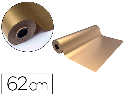 PAPEL DE REGALO BASIKA METALIZADO ORO BOBINA 62 CM