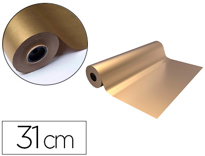 PAPEL DE REGALO BASIKA METALIZADO ORO BOBINA 31 CM