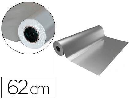 PAPEL DE REGALO BASIKA METALIZADO PLATA BOBINA 62 CM