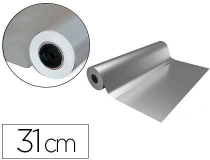 PAPEL DE REGALO BASIKA METALIZADO PLATA BOBINA 31 CM
