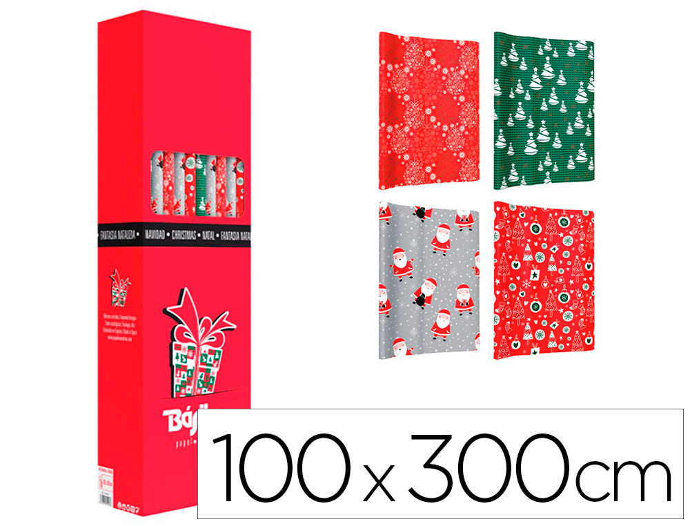 PAPEL DE REGALO BASIKA NAVIDAD ROLLO DE 100 X 300 CM MODELOS SURTIDOS