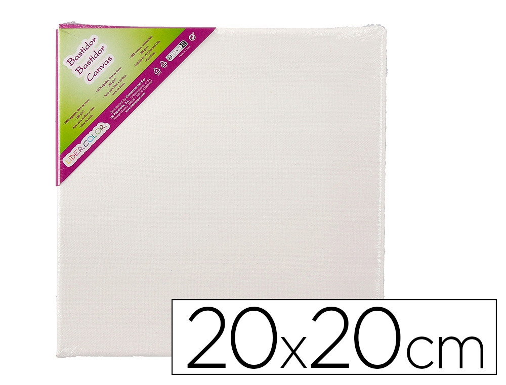 BASTIDOR LIDERPAPEL LIENZO GRAPADO TRASERO ALGODON 100% 20X20 CM