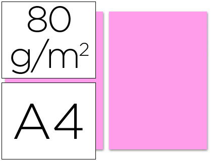 PAPEL COLOR LIDERPAPEL A4 80G/M2 ROSA PAQUETE DE 100 HOJAS