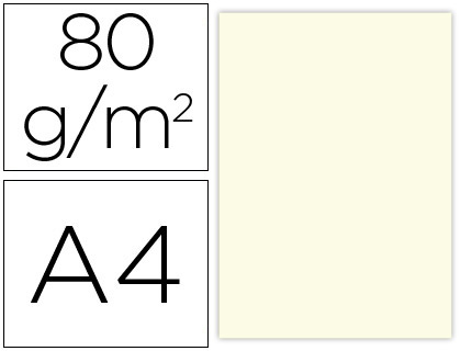 PAPEL COLOR LIDERPAPEL A4 80G/M2 CREMA PAQUETE DE 100 HOJAS