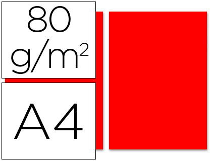 PAPEL COLOR LIDERPAPEL A4 80G/M2 ROJO PAQUETE DE 100 HOJAS