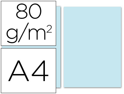 PAPEL COLOR LIDERPAPEL A4 80G/M2 CELESTE PAQUETE DE 100 HOJAS