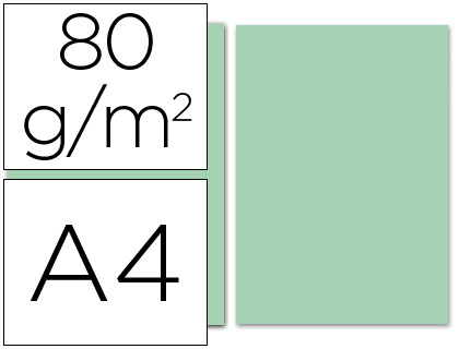PAPEL COLOR LIDERPAPEL A4 80G/M2 VERDE PAQUETE DE 100 HOJAS