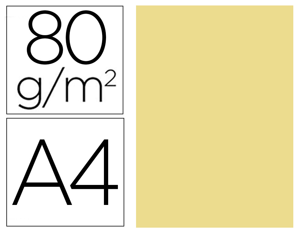 PAPEL COLOR LIDERPAPEL A4 80G/M2 AMARILLO PAQUETE DE 100HOJAS